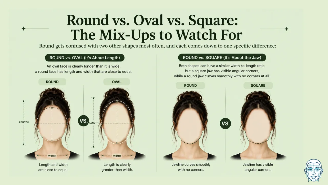 Round vs Oval vs Square Face Shape (The Mix-up)