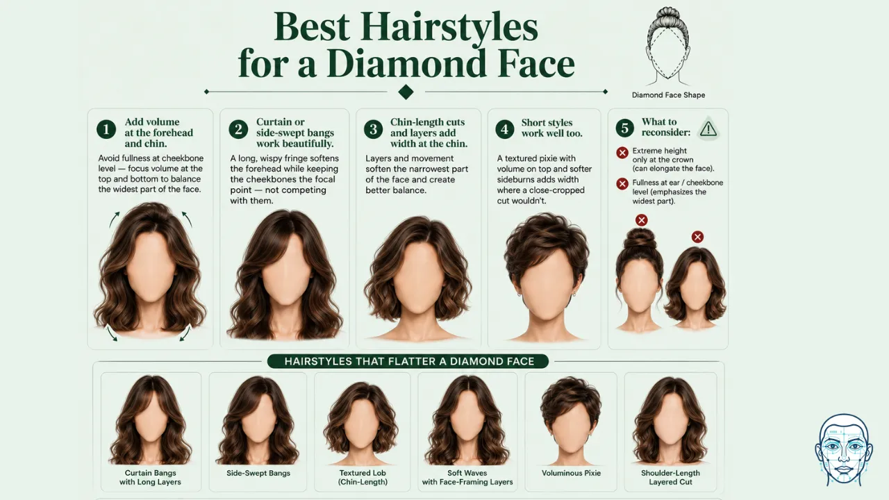 best hairstyles for a diamond face shape